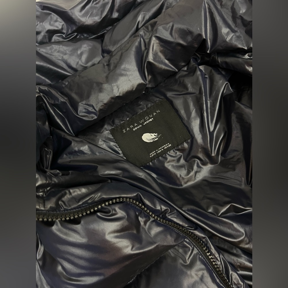 Zara Down Puffer Jacket | Size M | color navy blue - Picture 8 of 9
